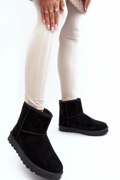 Zamszowe Śniegowce Damskie Ocieplane Czarne Nanga