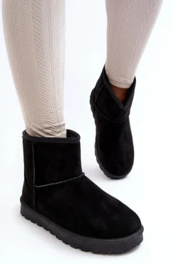 Zamszowe Śniegowce Damskie Ocieplane Czarne Nanga