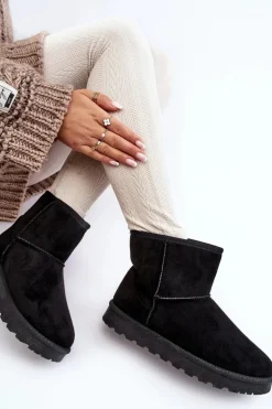 Zamszowe Śniegowce Damskie Ocieplane Czarne Nanga