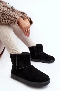 Zamszowe Śniegowce Damskie Ocieplane Czarne Nanga