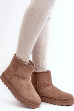 Zamszowe Śniegowce Damskie Ocieplane Beżowe Nanga