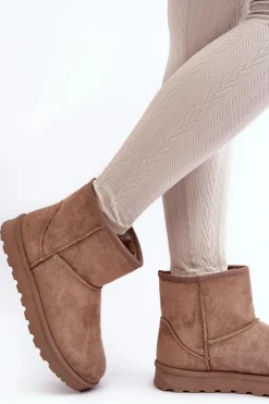 Zamszowe Śniegowce Damskie Ocieplane Beżowe Nanga