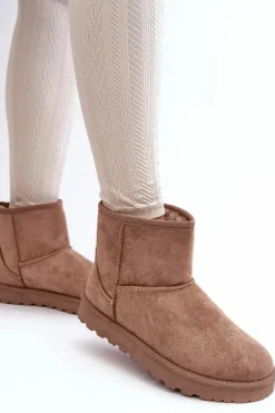 Zamszowe Śniegowce Damskie Ocieplane Beżowe Nanga