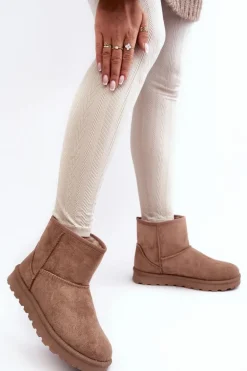 Zamszowe Śniegowce Damskie Ocieplane Beżowe Nanga