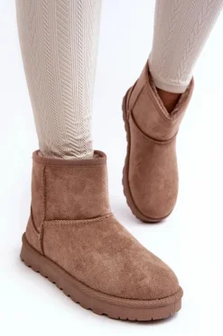 Zamszowe Śniegowce Damskie Ocieplane Beżowe Nanga