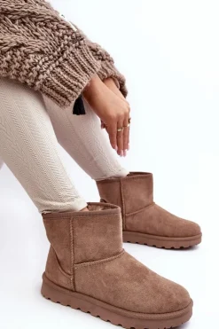 Zamszowe Śniegowce Damskie Ocieplane Beżowe Nanga