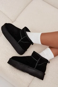 Zamszowe Śniegowce Damskie Na Platformie Vinceza 97962 Czarne