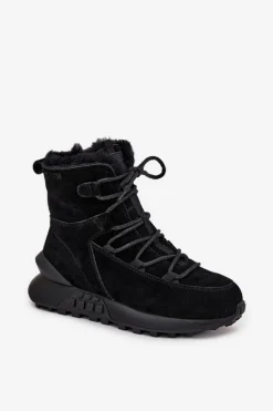 Zamszowe Śniegowce Damskie Z Futerkiem Big Star SS274319 Czarne