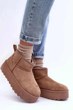 Zamszowe Śniegowce Na Platformie Ciemnobeżowe Corcoran