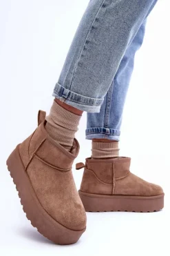 Zamszowe Śniegowce Na Platformie Ciemnobeżowe Corcoran