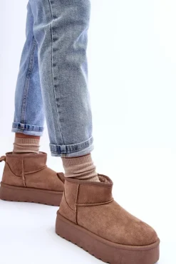 Zamszowe Śniegowce Na Platformie Ciemnobeżowe Corcoran