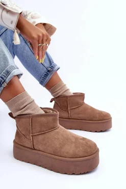 Zamszowe Śniegowce Na Platformie Ciemnobeżowe Corcoran