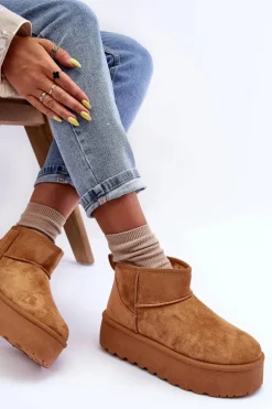 Zamszowe Śniegowce Na Platformie Brązowe Corcoran