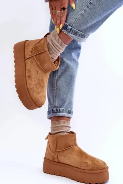 Zamszowe Śniegowce Na Platformie Brązowe Corcoran