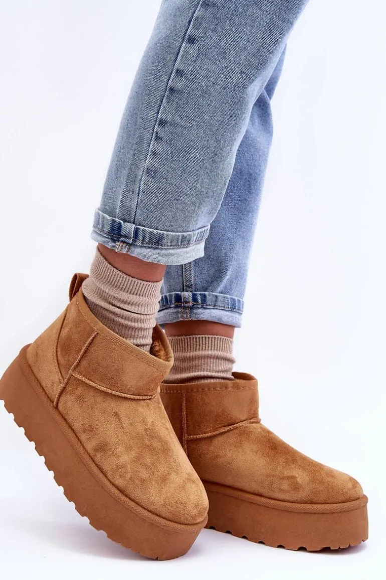 Zamszowe Śniegowce Na Platformie Brązowe Corcoran