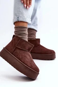 Zamszowe Śniegowce Na Platformie Brązowe Corcoran