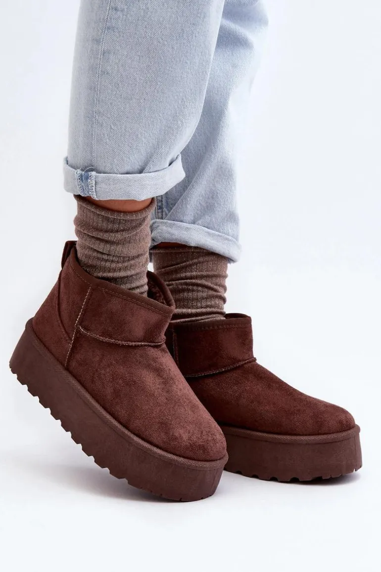 Zamszowe Śniegowce Na Platformie Brązowe Corcoran