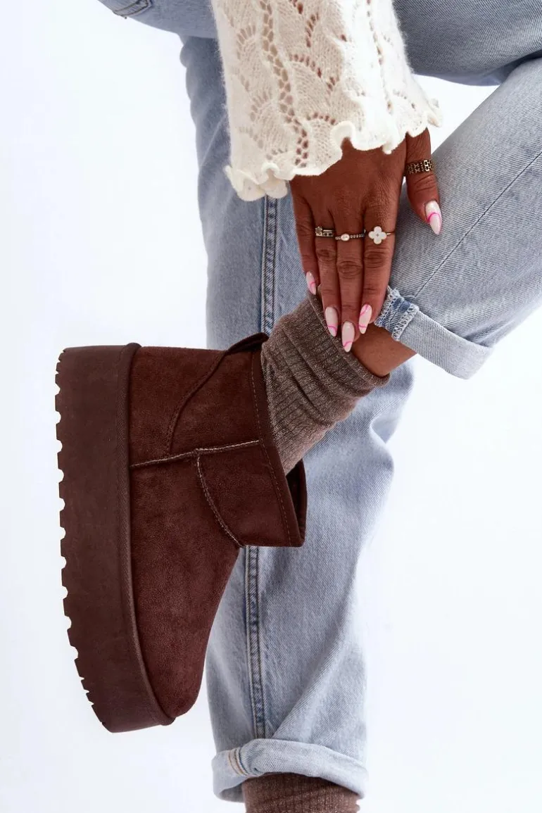 Zamszowe Śniegowce Na Platformie Brązowe Corcoran