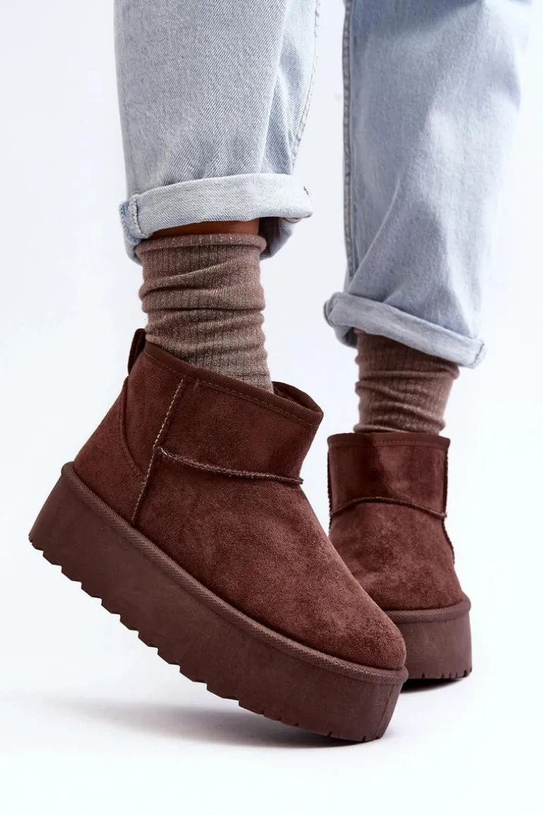 Zamszowe Śniegowce Na Platformie Brązowe Corcoran
