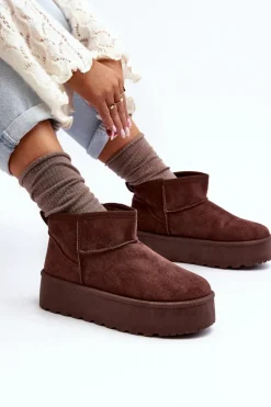 Zamszowe Śniegowce Na Platformie Brązowe Corcoran