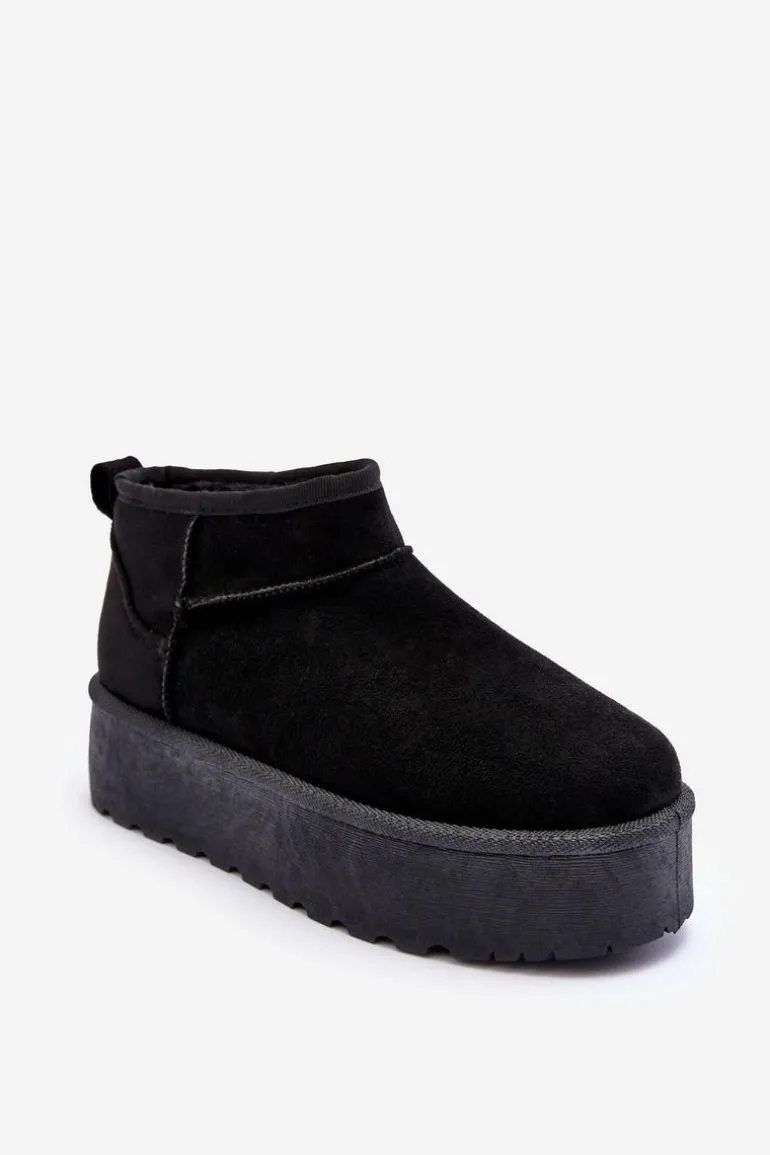 Zamszowe Śniegowce Na Platformie Czarne Corcoran