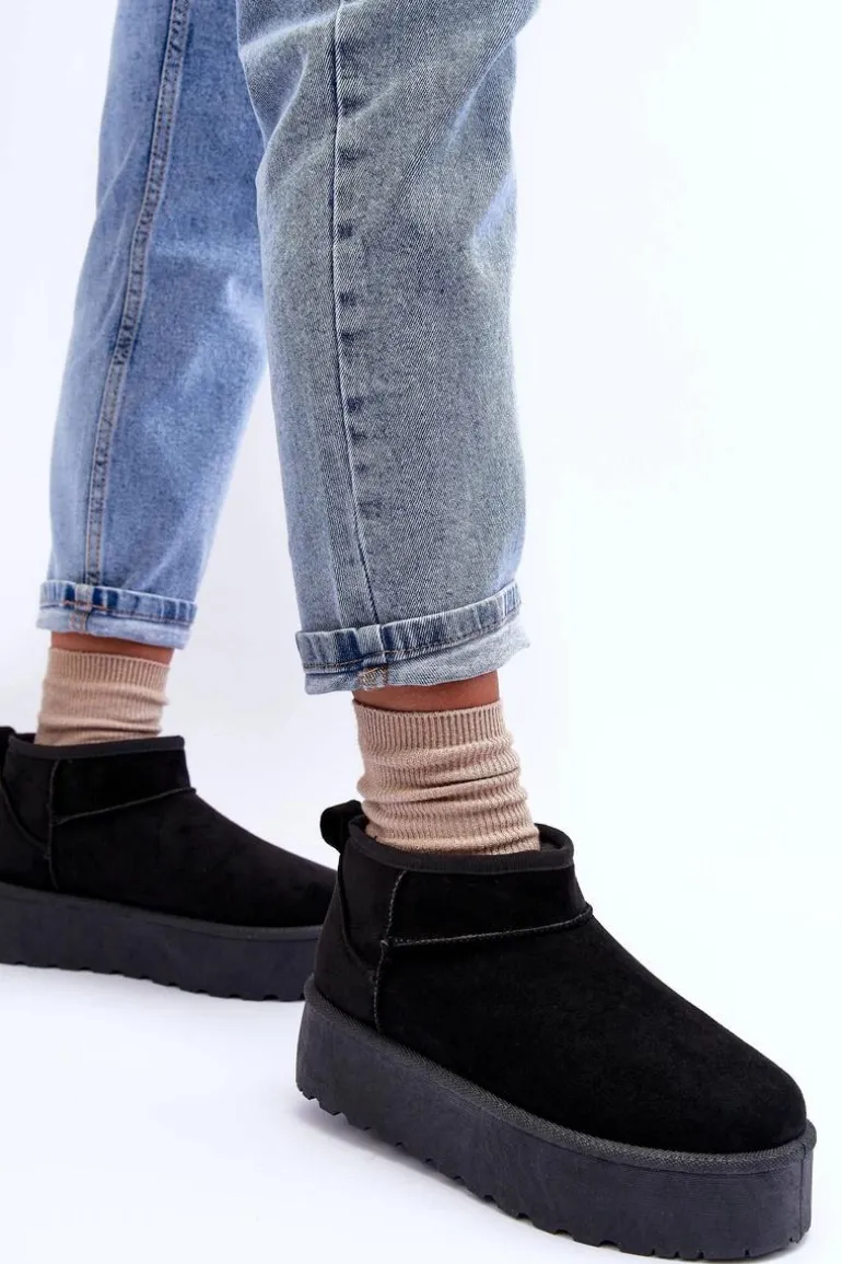 Zamszowe Śniegowce Na Platformie Czarne Corcoran