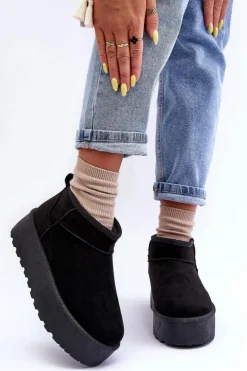 Zamszowe Śniegowce Na Platformie Czarne Corcoran