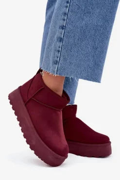 Zamszowe Śniegowce Na Platformie Bordowe Corcoran