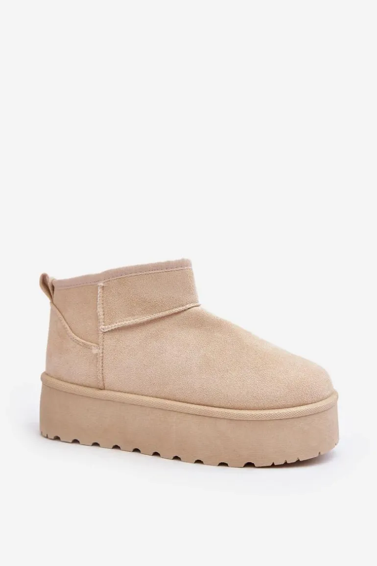 Zamszowe Śniegowce Na Platformie Jasnobeżowe Corcoran