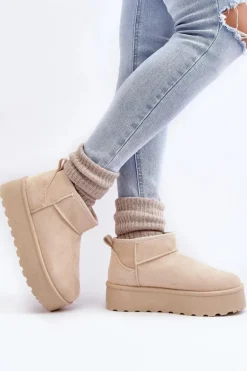 Zamszowe Śniegowce Na Platformie Jasnobeżowe Corcoran