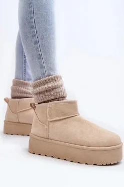 Zamszowe Śniegowce Na Platformie Jasnobeżowe Corcoran