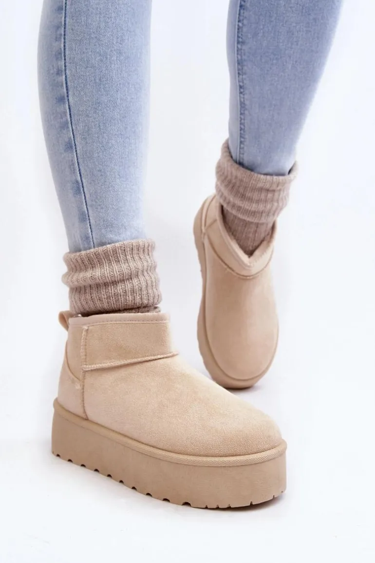 Zamszowe Śniegowce Na Platformie Jasnobeżowe Corcoran