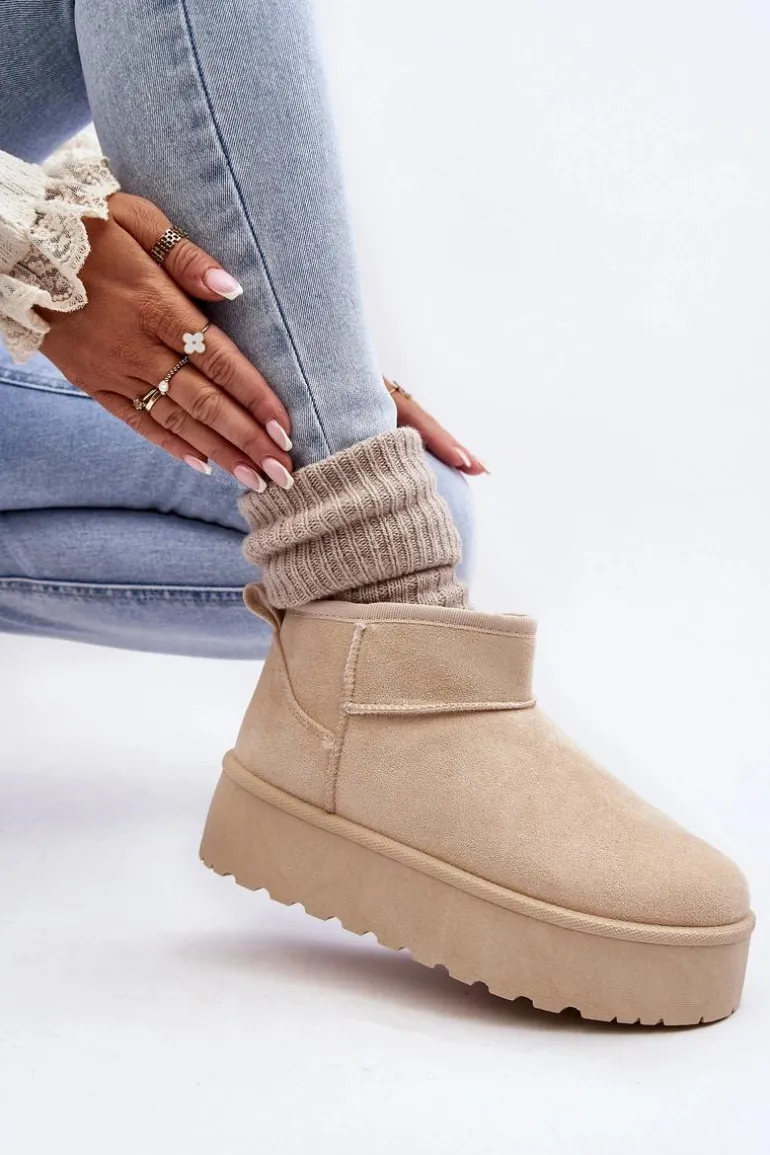 Zamszowe Śniegowce Na Platformie Jasnobeżowe Corcoran