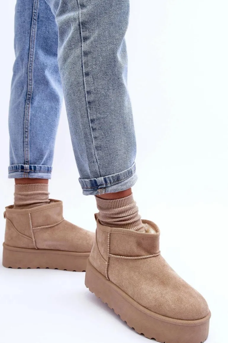 Zamszowe Śniegowce Na Platformie Beżowe Corcoran