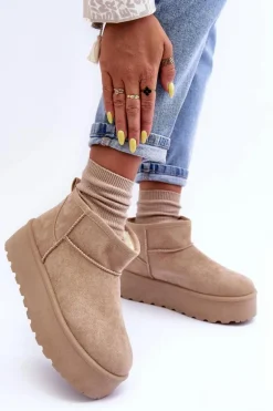 Zamszowe Śniegowce Na Platformie Beżowe Corcoran