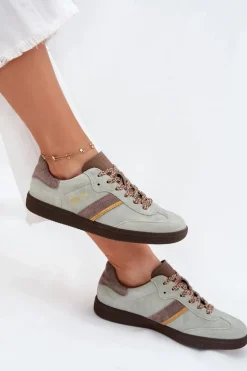 Zamszowe Niskie Sneakersy Damskie Big Star SS274678 HI-POLY SYSTEM Miętowe