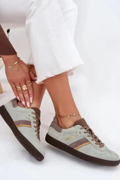 Zamszowe Niskie Sneakersy Damskie Big Star SS274678 HI-POLY SYSTEM Miętowe