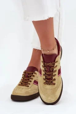 Zamszowe Niskie Sneakersy Damskie Big Star SS274680 HI-POLY SYSTEM Limonkowe