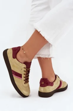 Zamszowe Niskie Sneakersy Damskie Big Star SS274680 HI-POLY SYSTEM Limonkowe