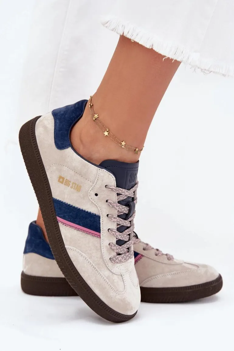 Zamszowe Niskie Sneakersy Damskie Big Star SS274679 HI-POLY SYSTEM Szare