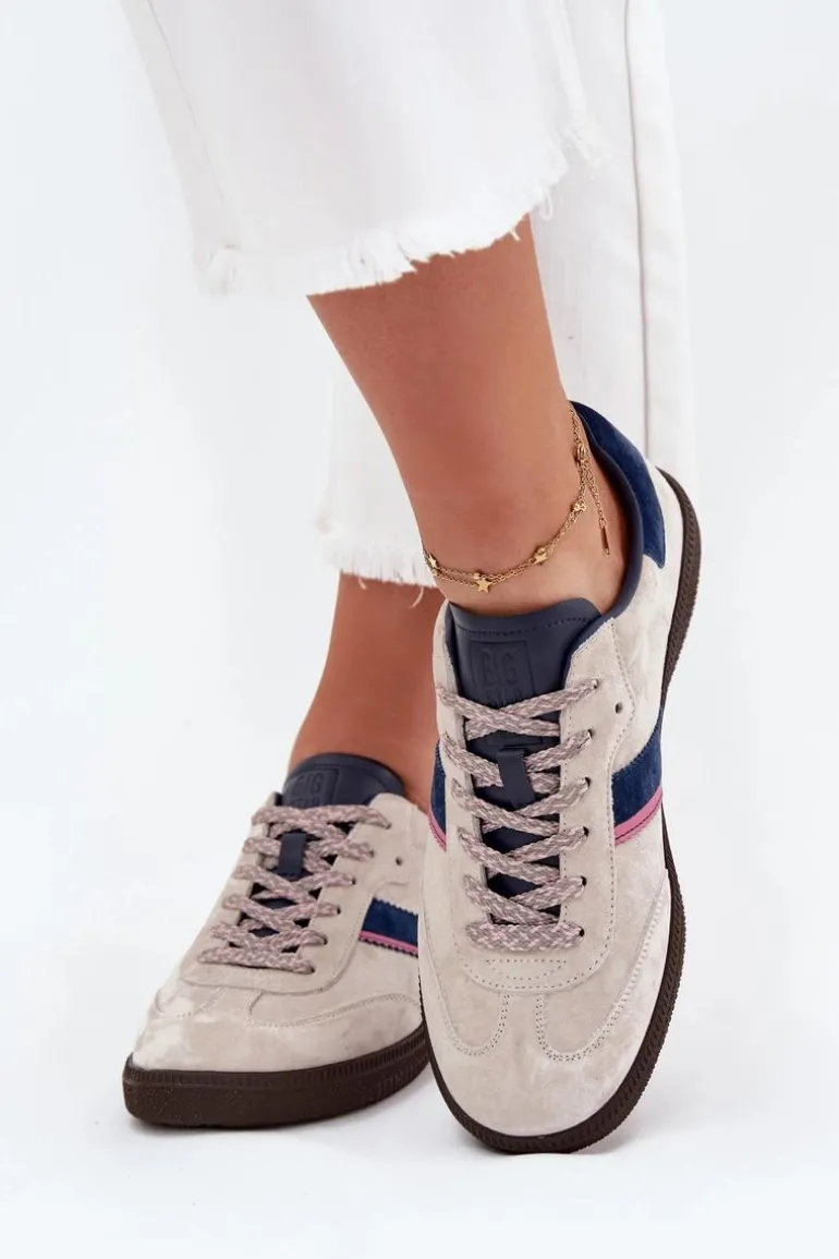 Zamszowe Niskie Sneakersy Damskie Big Star SS274679 HI-POLY SYSTEM Szare