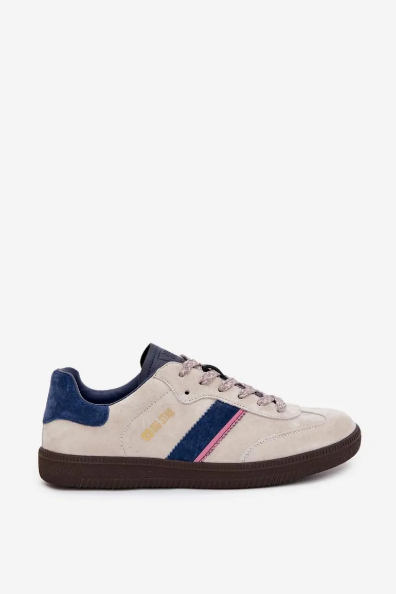 Zamszowe Niskie Sneakersy Damskie Big Star SS274679 HI-POLY SYSTEM Szare