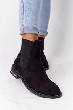 Zamszowe Ocieplane Botki Sztyblety Lu Boo Czarne