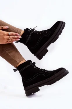 Zamszowe Ocieplane Botki Trapery Big Star KK274525 Czarne