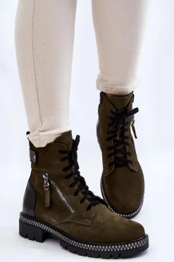 Zamszowe Ocieplane Botki Laura Messi 2508 Zielone