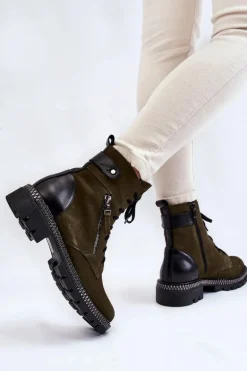 Zamszowe Ocieplane Botki Laura Messi 2508 Zielone