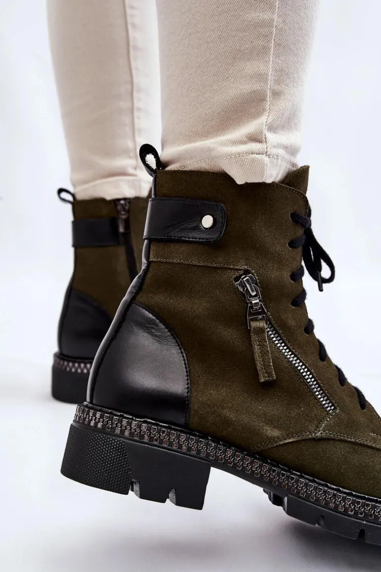 Zamszowe Ocieplane Botki Laura Messi 2508 Zielone