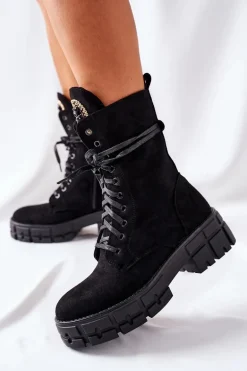 Zamszowe Ocieplane Workery Z Kamieniami Czarne Hadley