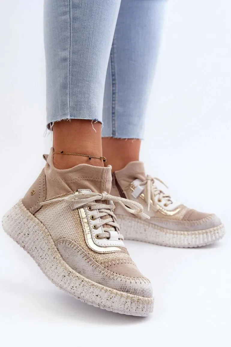 Zamszowe Półbuty Damskie Maciejka 06405-04 Beżowe