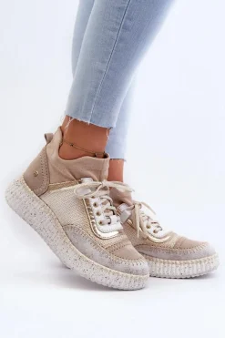 Zamszowe Półbuty Damskie Maciejka 06405-04 Beżowe